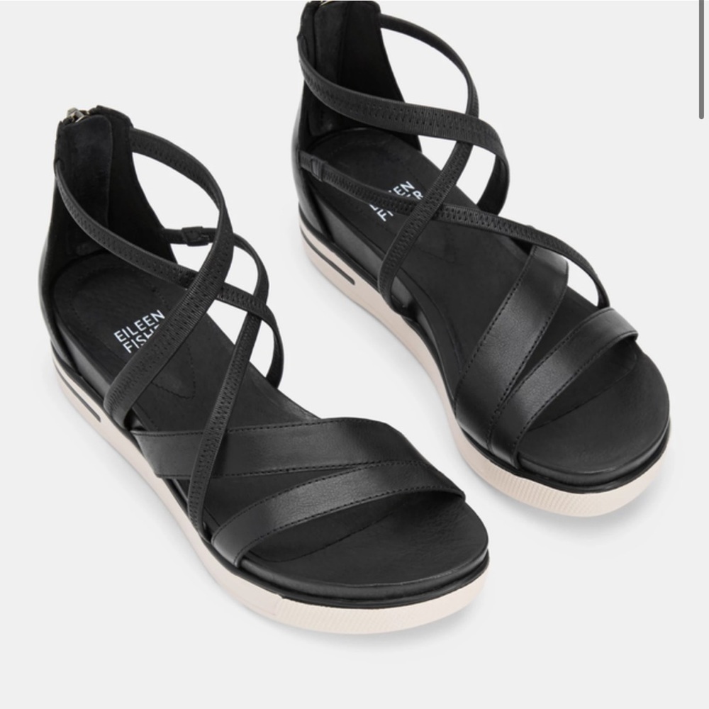 Eileen Fisher Skip Washed Leather Sneaker Sandal - Picture 1 of 7